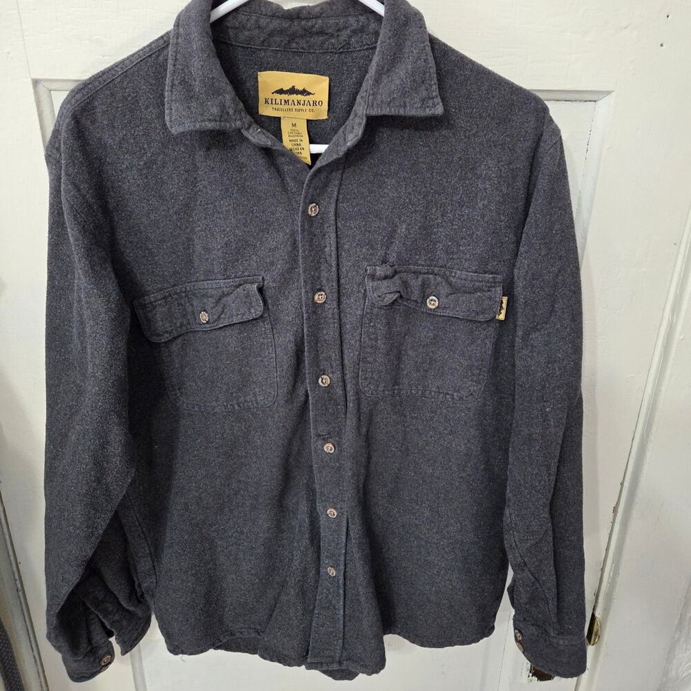 Kilimanjaro Men's Dark Grey Long Sleeve Button Front Shirt size M